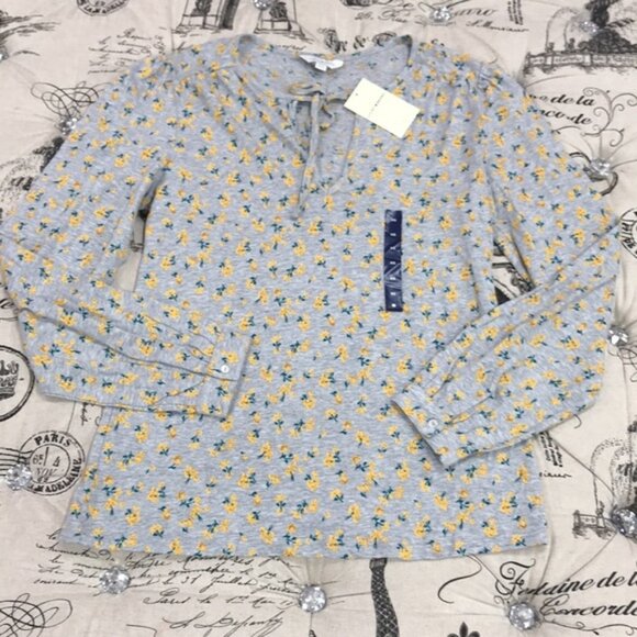 Lucky Brand Floral Split-Neck Peasant Top - Picture 2 of 5